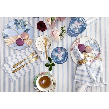 Elegant Pure Linen Tablecloth - Capri Ticking Stripe