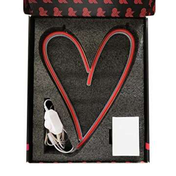 Amped & Co Heart LED Neon Light, Wall Hanging Room Decor, Red, 13.8 x 10.25 inches, Clear Cord With OnOff Switch, Home Decor LED Neon Signs For Unique Rooms