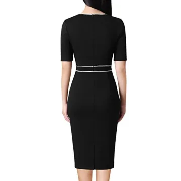 VFSHOW Elegant Black Button Sheath Dress for Women