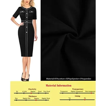 VFSHOW Elegant Black Button Sheath Dress for Women