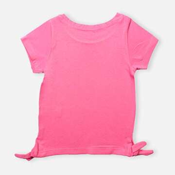 Disney Princess Tangled Girl's Birthday Blouse Rapunzel Tee Shirt, Scoop Neck Hot Pink