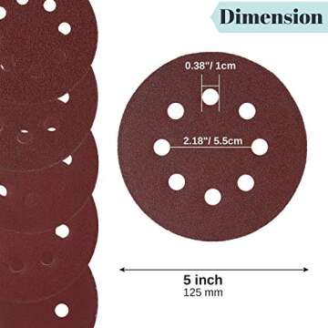 Bates- Sanding Discs 5 Inch 8 Hole, 30 Pack, Assorted Grits 40 80 120 220 320 600, Sanding Discs, Sanding Pads, Hook and Loop Sanding Disc, 8 Hole Sanding Discs, Round Sandpaper Discs, 5 inch Sanding