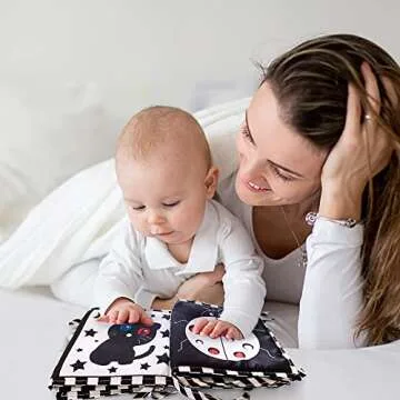 Duewry KaPing Black and White Baby Toys 0-3 Months, Baby Sensory Toys, High Contrast Baby Cards, Soft Book for Infant Toddler Newborn, Tummy Time Toys for Babies 0-6 Months