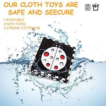 Duewry KaPing Black and White Baby Toys 0-3 Months, Baby Sensory Toys, High Contrast Baby Cards, Soft Book for Infant Toddler Newborn, Tummy Time Toys for Babies 0-6 Months