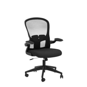 FelixKing Office Desk Chairs, Ergonomic PC Desk Chair with Wheels, Adjustable Lumbar Support and Height, Swivel Computer Chair with Flip-up Armrests, Ergo Mesh Backrest for Working (Black)