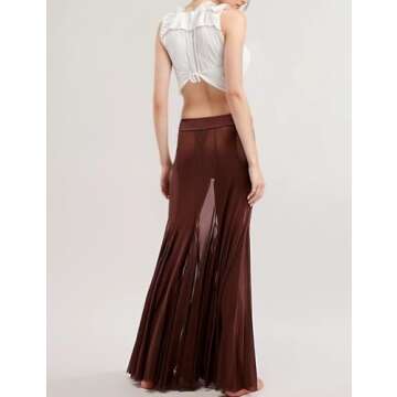 Gihuo Women’s Sheer Mesh Tulle Maxi Skirt for Summer