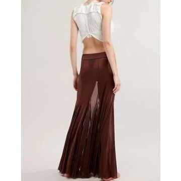 Gihuo Women’s Sheer Mesh Tulle Maxi Skirt for Summer