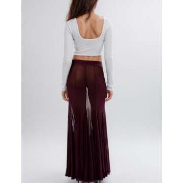 Gihuo Women’s Sheer Mesh Tulle Maxi Skirt for Summer