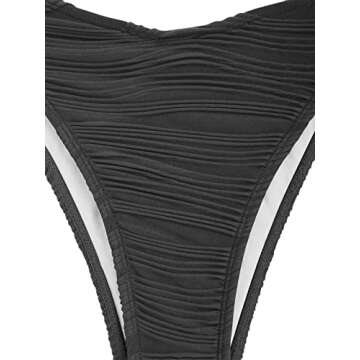 ZAFUL Women Strapless Textured Bandeau Bikini 2 Piece