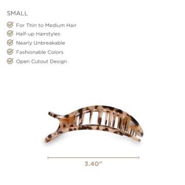 TELETIES - Small Flat Round Clip - Strong Grip, Bendable Teeth, Comfortable Curved Design - For Lyin...