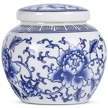 XINGYAN Blue and White Porcelain Ginger Jar - Home Decor & Storage Solution