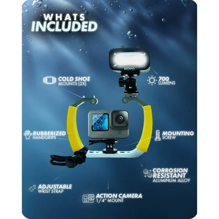 Movo DiveRig4 - Waterproof Diving Rig with LED Light