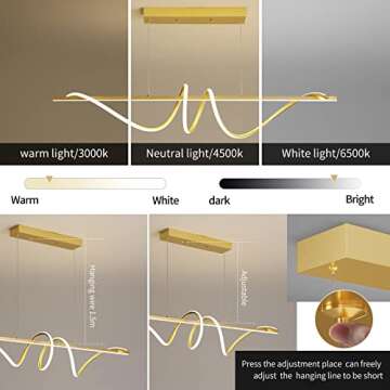 Modern Chandelier, Dimmable LED Pendant Light, Ring Chandelier for Living Room, Dining Room, Kitchen, Bedroom