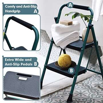 HBTower 5FT Folding Step Stool - Safe & Versatile