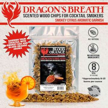 Foghat Smoking Wood Chips Cocktail Smoker, Dragons Breath Orange Flavor Natural Wood Shavings Smoked...