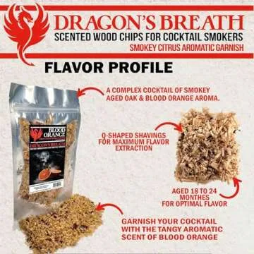 Foghat Smoking Wood Chips Cocktail Smoker, Dragons Breath Orange Flavor Natural Wood Shavings Smoked Cocktails Oak, Fathers Day Gift for Husband Smoke Gun Cocktails Drinks Food Whiskey Making Kit -