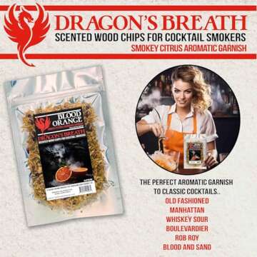 Foghat Smoking Wood Chips Cocktail Smoker, Dragons Breath Orange Flavor Natural Wood Shavings Smoked Cocktails Oak, Fathers Day Gift for Husband Smoke Gun Cocktails Drinks Food Whiskey Making Kit -