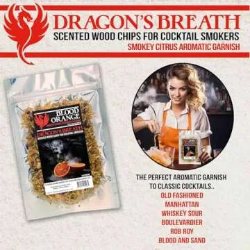 Foghat Smoking Wood Chips Cocktail Smoker, Dragons Breath Orange Flavor Natural Wood Shavings Smoked Cocktails Oak, Fathers Day Gift for Husband Smoke Gun Cocktails Drinks Food Whiskey Making Kit -