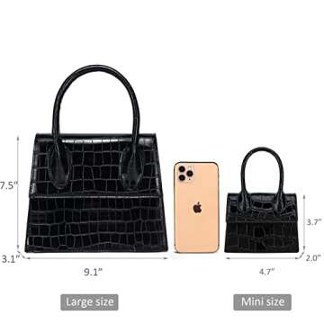 CATMICOO Mini Purse for Women, Mini Bag with Crocodile Pattern (Black crocodile pattern)