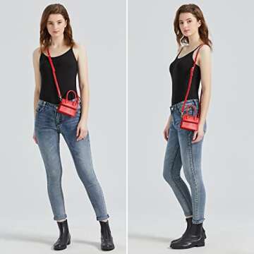 CATMICOO Mini Purse for Women, Mini Bag with Crocodile Pattern (Black crocodile pattern)