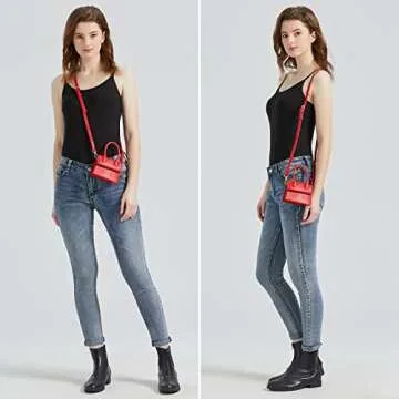 CATMICOO Mini Purse for Women, Mini Bag with Crocodile Pattern (Black crocodile pattern)