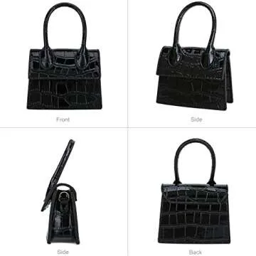 CATMICOO Mini Purse for Women, Mini Bag with Crocodile Pattern (Black crocodile pattern)