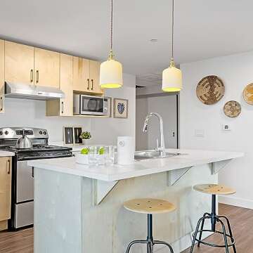 Aeyee Ceramic Pendant Light Fixture Set of 2, Dome Hanging Light, Adjustable Pendant Lighting for Ki...