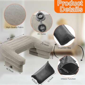 Reading Pillow for Gaming, Gaming Pillow for Bed, Extra Large Reading & Gaming Pillow, Inflatable La...