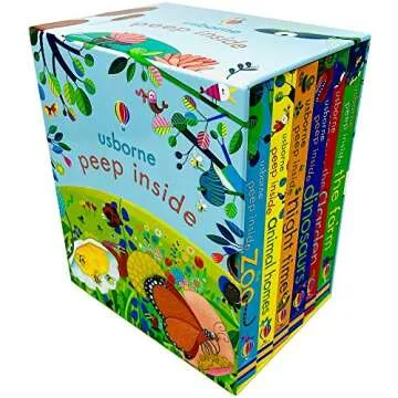 Peep Inside 6 Books Collection Box Set by Usborne (Zoo, Animal Homes, Night Time, Dinosaurs, Garden & Farm)
