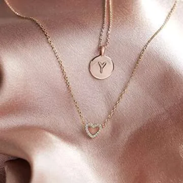 PAVOI 14K Yellow Gold Plated Cubic Zirconia Heart Necklace | Cute Dainty Love Pendant Necklaces for Women