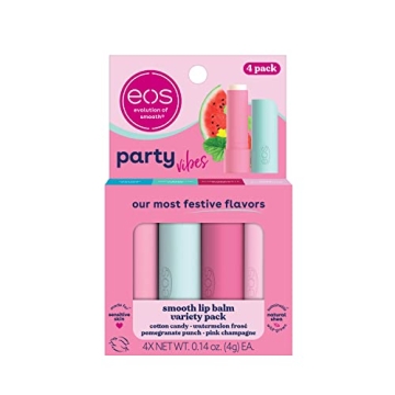eos Party Vibes Lip Balm Variety Pack - Flavors of Fun for Your Lips! Get Moisturized Now! 4-Pack wi...