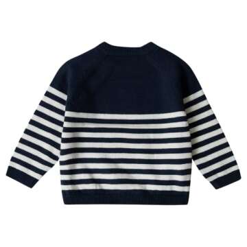 Stellou & friends 100% Cotton Knit Striped Baby Toddler Boys Girls Long Sleeve Sweater (Birth - 4 Years)