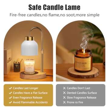 seenlast Candle Warmer Lamp with 2 Bulbs, Candle Warmer with Dimmer Adjustable Height,Mothers Day Gifts,Electric Wax Warmer Vintage Home Decor,2/4/8H Timer,Wax Melt Warmer for Scented Jar Candles