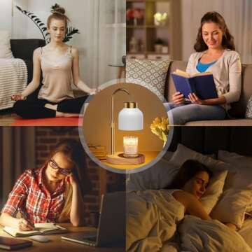 seenlast Candle Warmer Lamp with 2 Bulbs, Candle Warmer with Dimmer Adjustable Height,Mothers Day Gifts,Electric Wax Warmer Vintage Home Decor,2/4/8H Timer,Wax Melt Warmer for Scented Jar Candles
