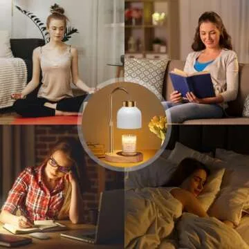 seenlast Candle Warmer Lamp with 2 Bulbs, Candle Warmer with Dimmer Adjustable Height,Mothers Day Gifts,Electric Wax Warmer Vintage Home Decor,2/4/8H Timer,Wax Melt Warmer for Scented Jar Candles