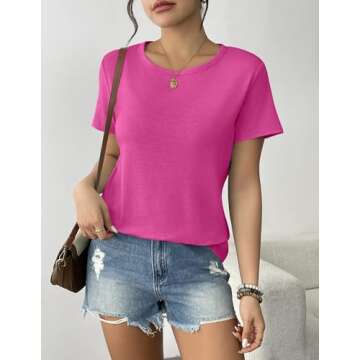 Zeagoo Summer Tops Short Sleeve Shirts for Women Basic Tees Workout Outfits 3 Pack Crewneck Womens Blouses Dressy Casual