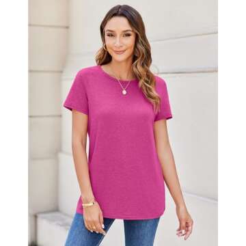 Zeagoo Summer Tops Short Sleeve Shirts for Women Basic Tees Workout Outfits 3 Pack Crewneck Womens Blouses Dressy Casual