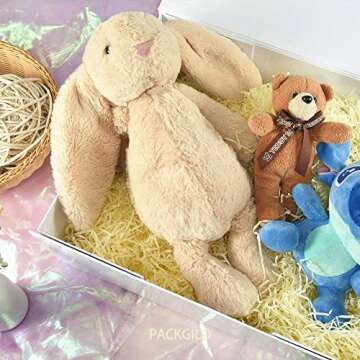 PACKGILO 2 Pcs White Extra Large Gift Box with Lid, 16.5 x 13 x 5.3 Inches, Hard Magnetic Giant Gift...