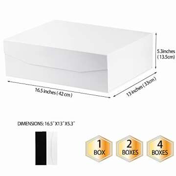 PACKGILO White Extra Large Gift Box with Magnetic Lid