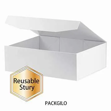 PACKGILO White Extra Large Gift Box with Magnetic Lid