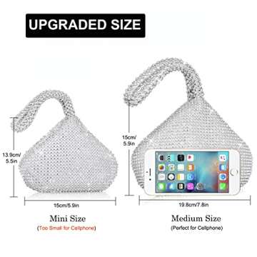 Desy & Feeci Women's Evening Bag- Upgraded Larger Size Full Rhinestones Bling Wrist Clutch Purse for...