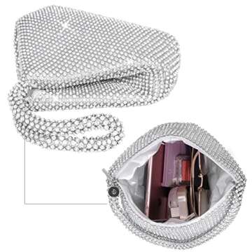 Desy & Feeci Women's Evening Bag- Upgraded Larger Size Full Rhinestones Bling Wrist Clutch Purse for Party Wedding Date Night