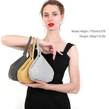 Desy & Feeci Women's Evening Bag- Upgraded Larger Size Full Rhinestones Bling Wrist Clutch Purse for Party Wedding Date Night
