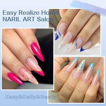 UNA GELLA Medium Stiletto Nails Press On 504Pcs Medium Stiletto Nail Tips Full Cover Pre-matte Stile...