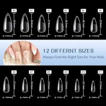UNA GELLA Medium Stiletto Nails Press On 504Pcs Medium Stiletto Nail Tips Full Cover Pre-matte Stiletto Gel Press On Nails Clear Fake False Nails For Nail Extensions Home Nail Art Salon 12 Sizes