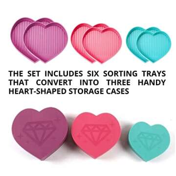 6PCS Blue Heart Diamond Sorting Trays for Creative DIY Crafting
