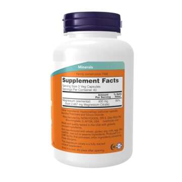 NOW Foods Supplements, Magnesium Citrate, Enzyme Function*, Nervous System Support*, 240 Veg Capsule...