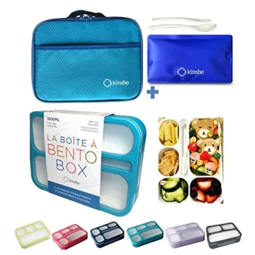 Bento-Box with Bag and Ice Pack Set. Lunch Boxes Snack Containers for Kids Boys Girls Adults. 6 Comp...