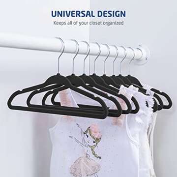 Zober Velvet Baby Hangers for Closet - Pack of 30 Non Slip Toddler Hangers for Shirts, Pants & Dresses w/ Swivel Hook - Durable Infant Hangers w/ Notches - Small Baby Hangers - Black