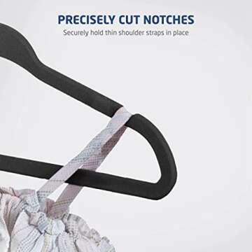 Zober Velvet Baby Hangers for Closet - Pack of 30 Non Slip Toddler Hangers for Shirts, Pants & Dresses w/ Swivel Hook - Durable Infant Hangers w/ Notches - Small Baby Hangers - Black